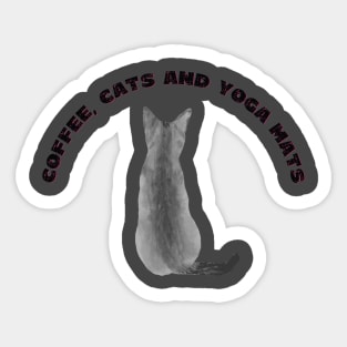 Coffee cats and yoga mats funny yoga and cat drawing Sticker